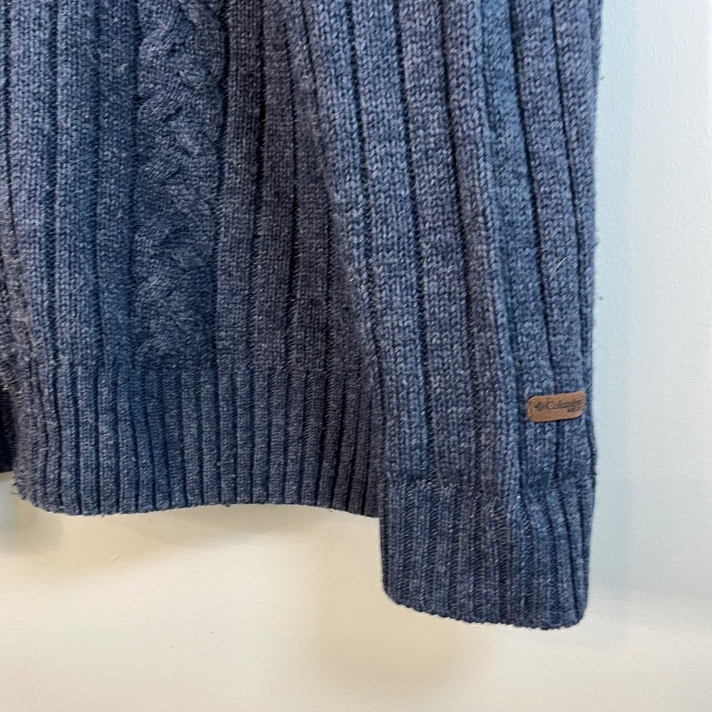 Columbia Sportswear XCO Mens XL Blue Full Zip Cable Knit Mock Neck Sweater XL - Picture 3 of 7